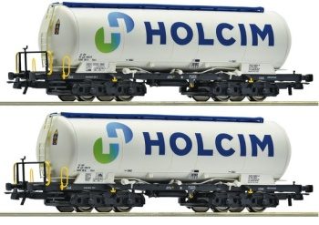 Set de dos vagones de silo de 4 ejes, el tipo Uacs, el Holcim.