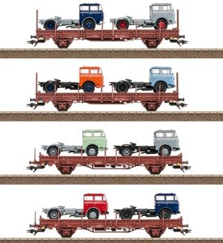 Set de cuatro vagones rotativos tipo Ks 3300 o Ks 3301 de la Deutsche