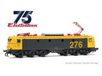 Locomotora eléctrica RENFE 276-005 amarillo-gris, época V.