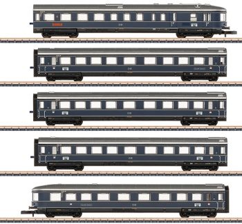 Set de cinco vagones de pasajeros de tren expreso (DB) federales alema