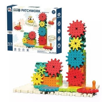 Set de construcción 2 en 1 con 53 piezas encajables y engranajes de co