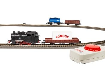 Set Iniiación locomotora e vapor con vagons y circuito de vías.