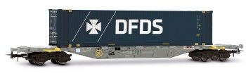 Vagón con contendores de 45 DFDS Sgnss, época VI.