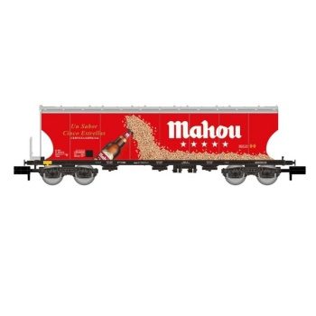 Vagón Tolva Cereal Mahou, RENFE, época V.