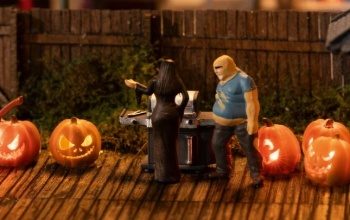 Calabazas, 5 unidades con luz LED.