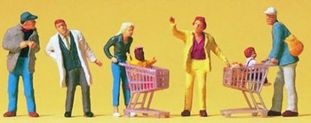 Personajes en el supermercado.