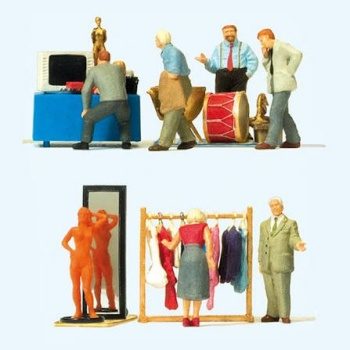 Personajes comprando ropa