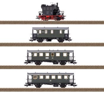 Set de locomotora clase 98.3 Caja de vidrio con coches de pasajeros